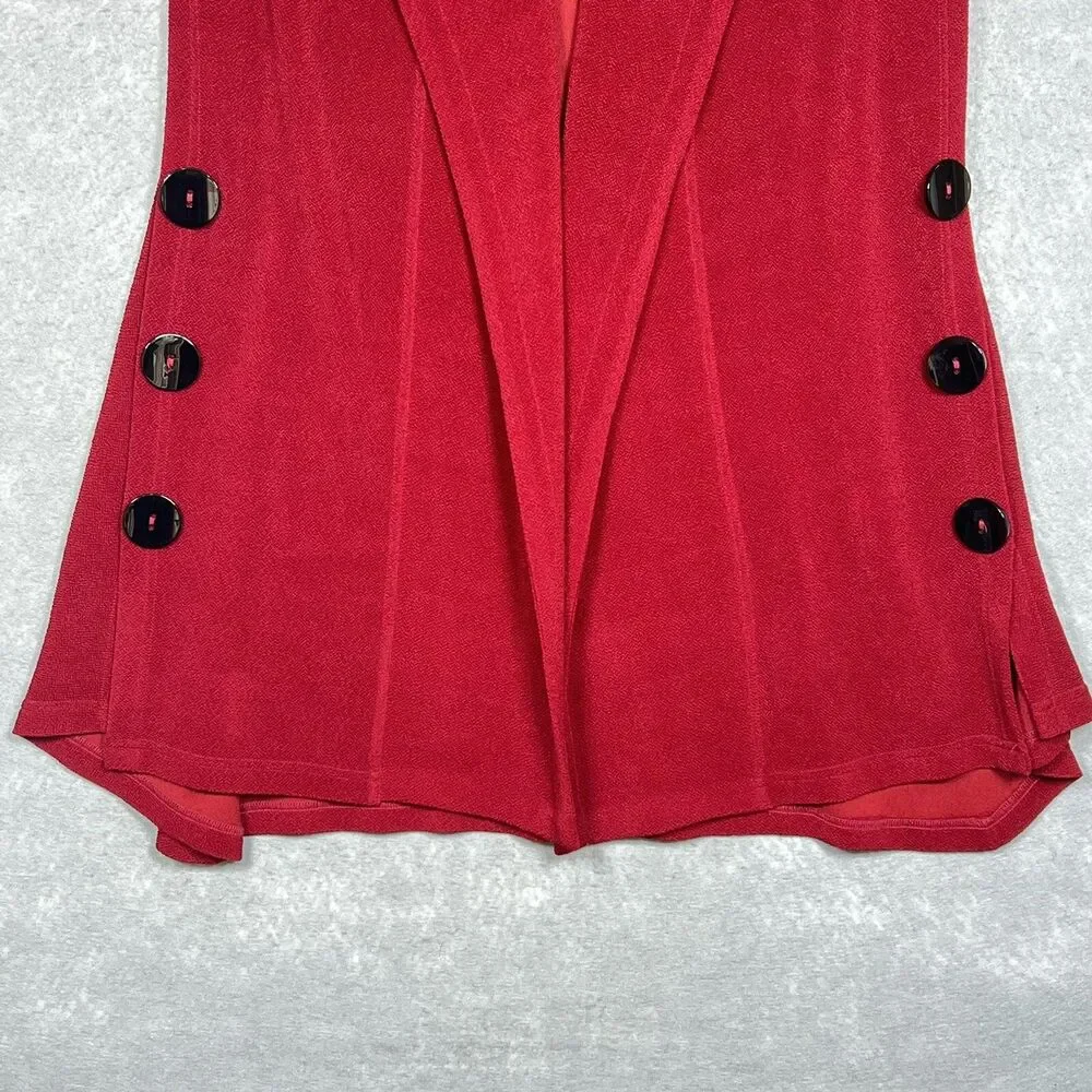 Soft Surroundings Cardigan Women Small Red Mesa Button Sleeveless Open Front